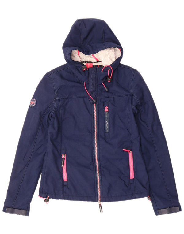 Superdry Damen-Windbreakerjacke mit Kapuze, UK 6, XS, Marineblau, Polyester