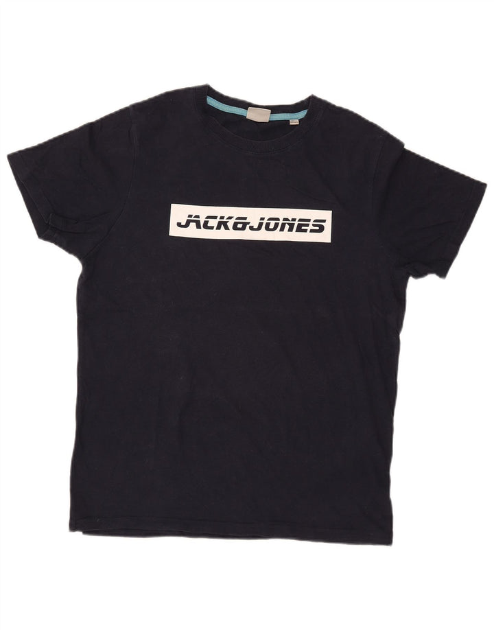 JACK & JONES Herren-T-Shirt mit Grafik, mittlere marineblaue Baumwolle