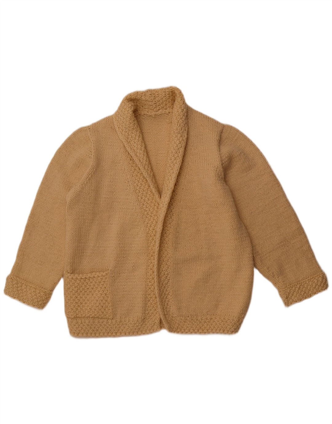 VINTAGE Offener Damen-Cardigan-Pullover UK 16 Large Beige