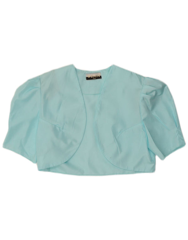Vintage Damen Bolero Top UK 12 Mittelblaues Polyester