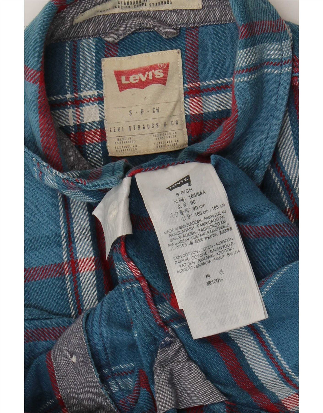 Levi's Herren-Flanellhemd mit Standard-Passform, klein, blau kariert