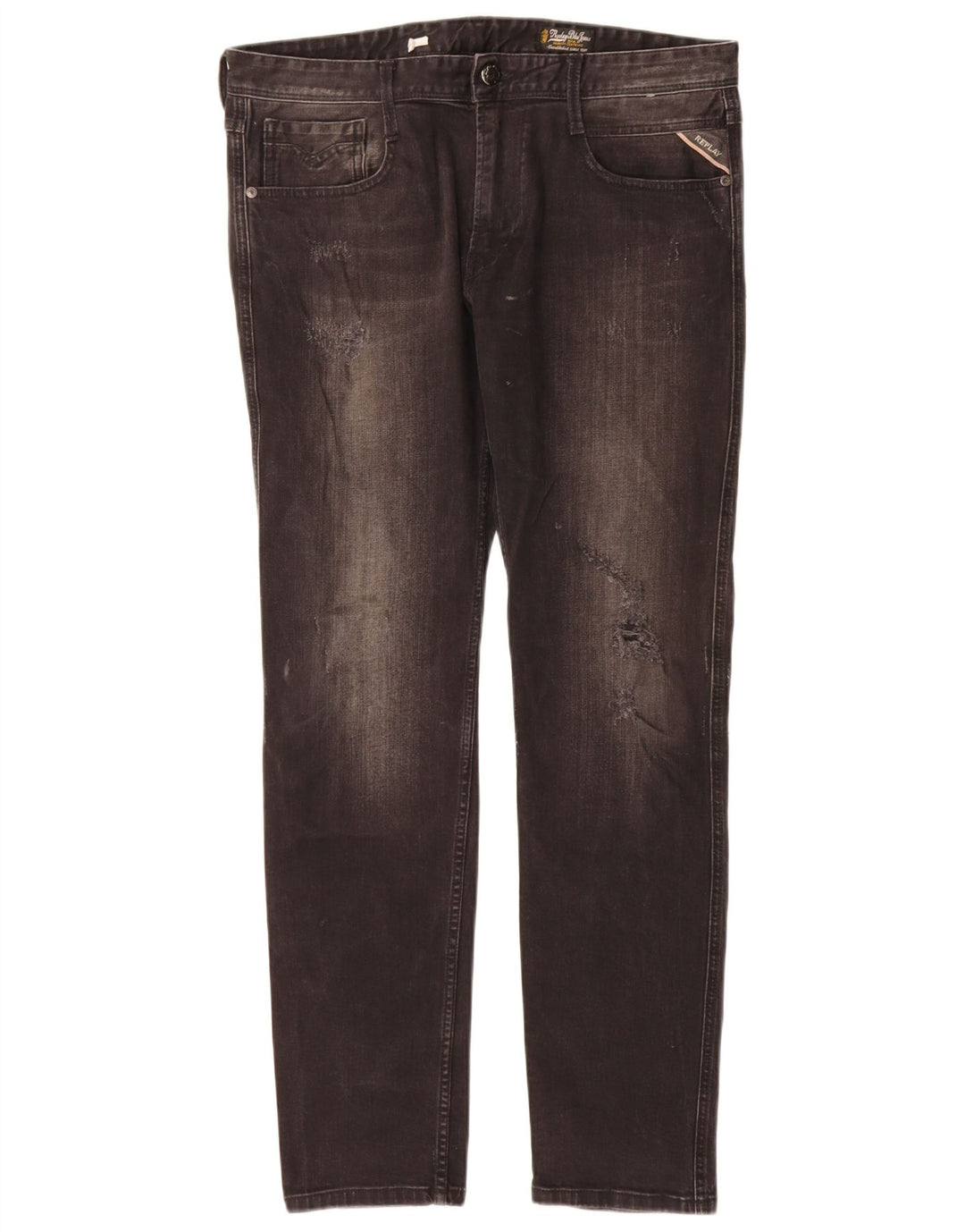Replay Damen Distressed Slim Jeans W34 L32 Schwarz