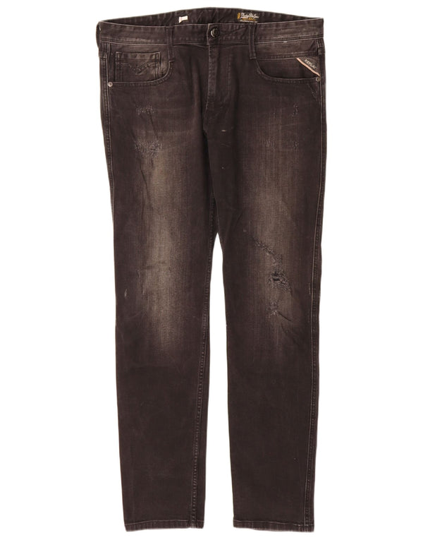 Replay Damen Distressed Slim Jeans W34 L32 Schwarz