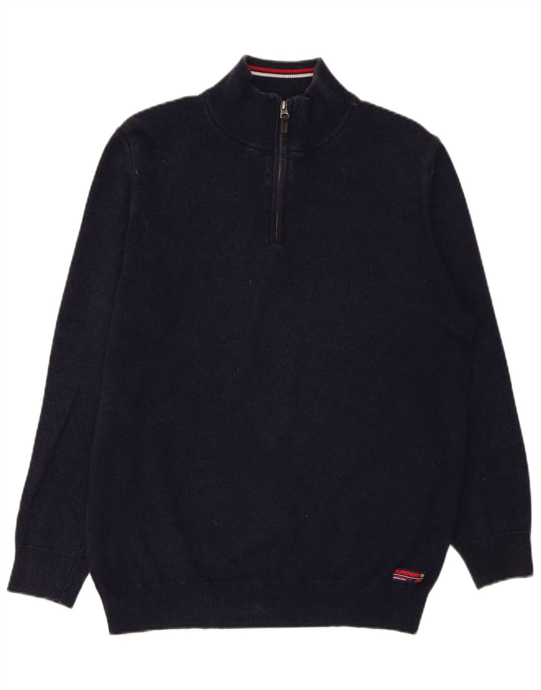 Superdry Herren-Pullover mit Reißverschluss am Hals, XL, Marineblau, Baumwolle