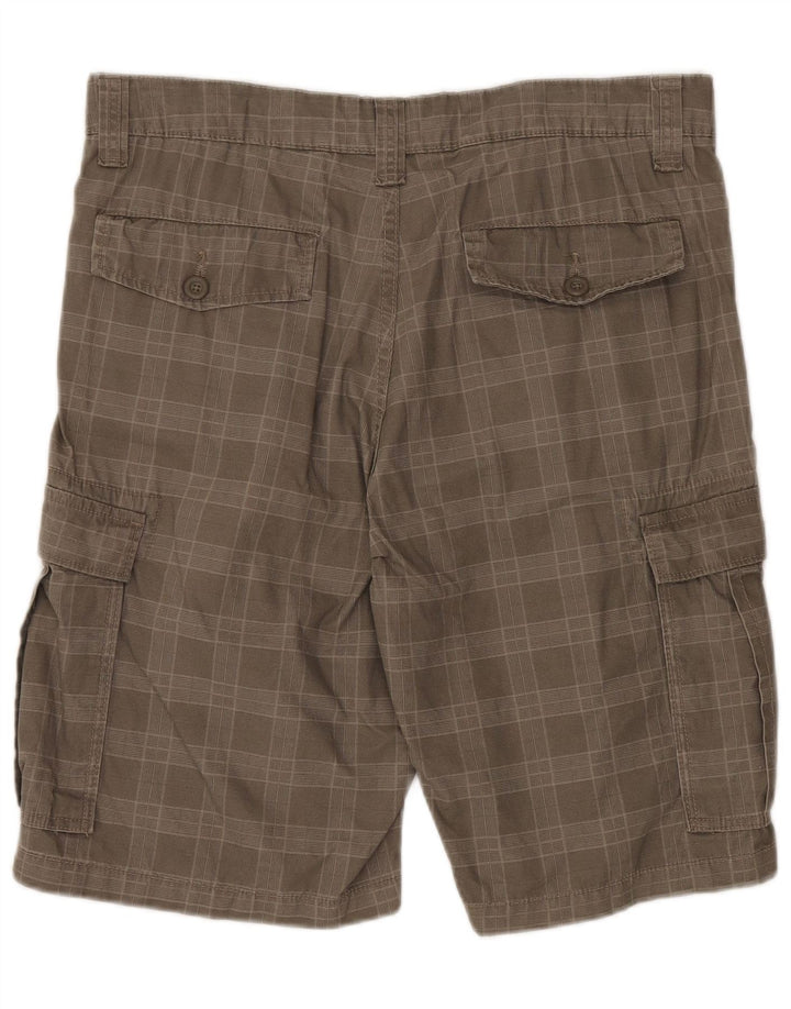 Vintage Herren Cargo Shorts IT 50 Groß W36 Khaki Karo Baumwolle