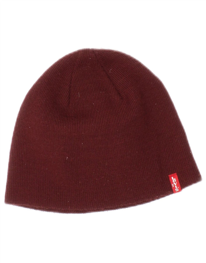 Levi's Womens Beanie Hat Small/Medium Burgundy Acrylic