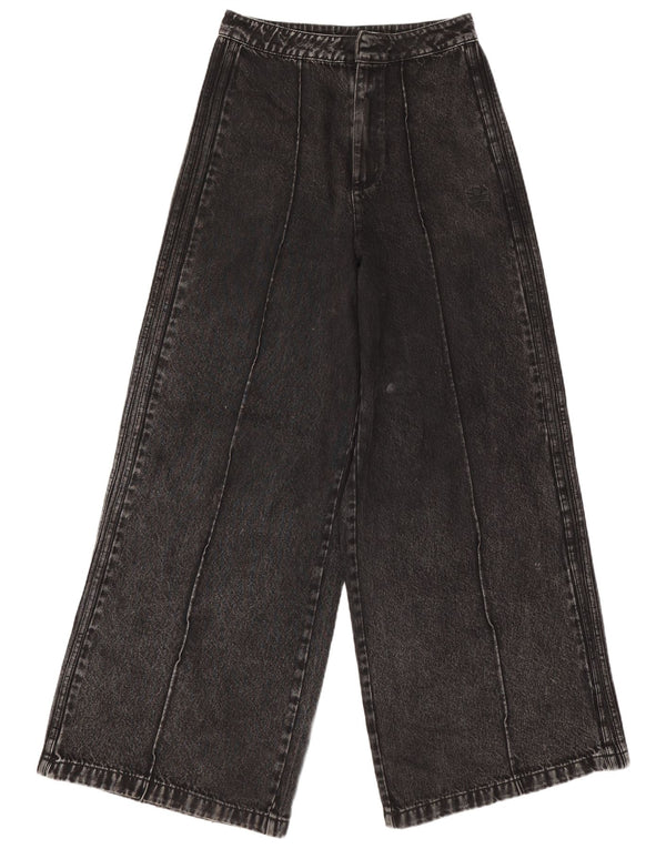 Adidas Damen Jeans mit hoher Taille und weitem Bein, W27 L31, graue Baumwolle