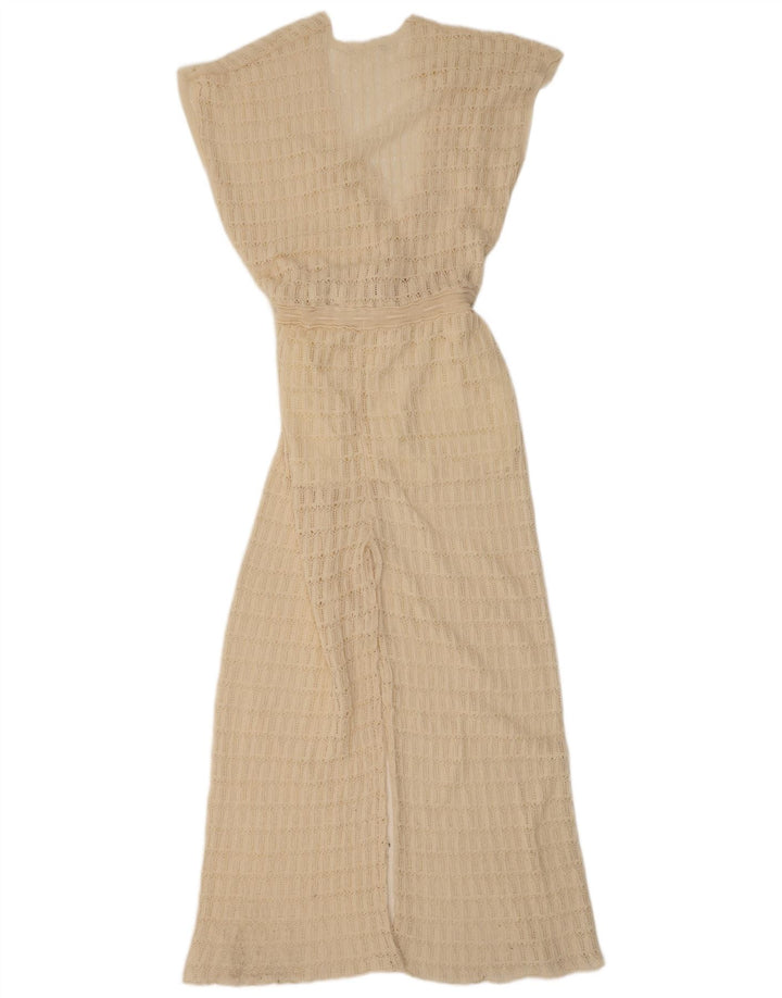 Vintage Damen Ärmelloser Overall UK 12 Medium Beige