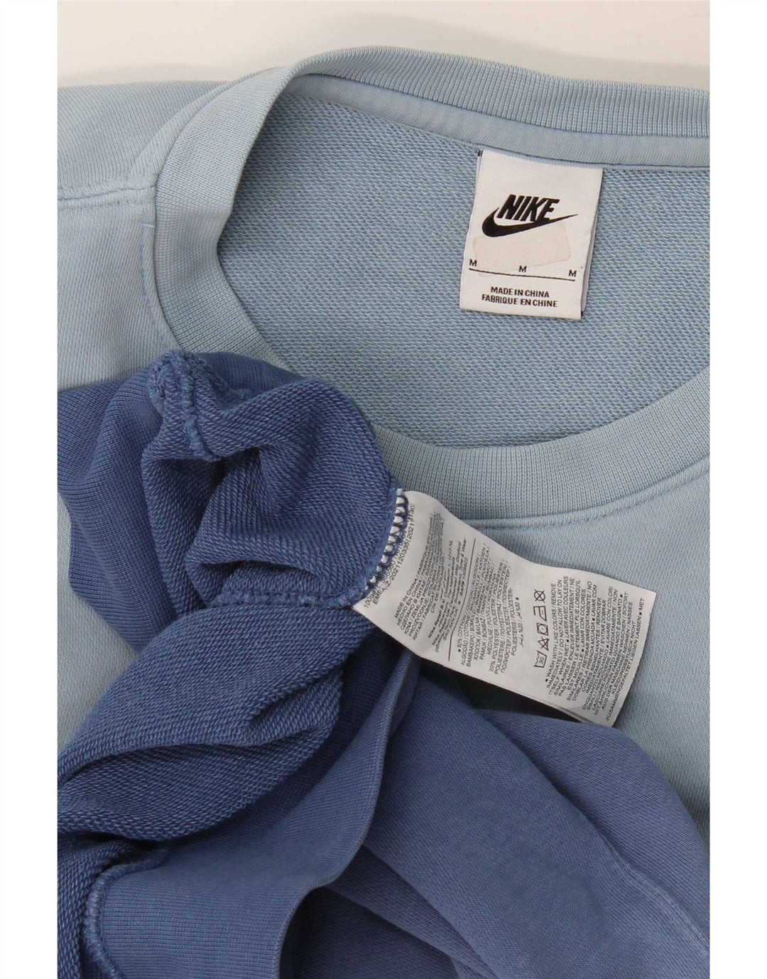 Nike Herren-Sweatshirt-Pullover aus mittelblauer Batik-Baumwolle
