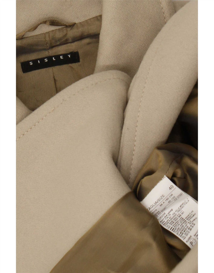 Sisley Damen Zweireihiger Mantel IT 40 Small Beige Wolle