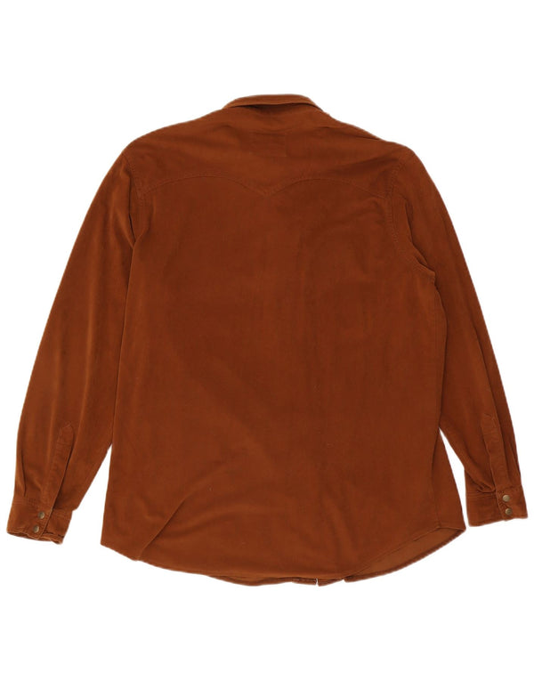 Country Casuals Damen Velours-Hemdbluse IT 42/44 Mittelbraunes Triacetat