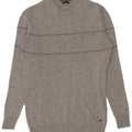 Liu Jo Herren-Pullover mit Rundhalsausschnitt, groß, grau gestreift, Wolle