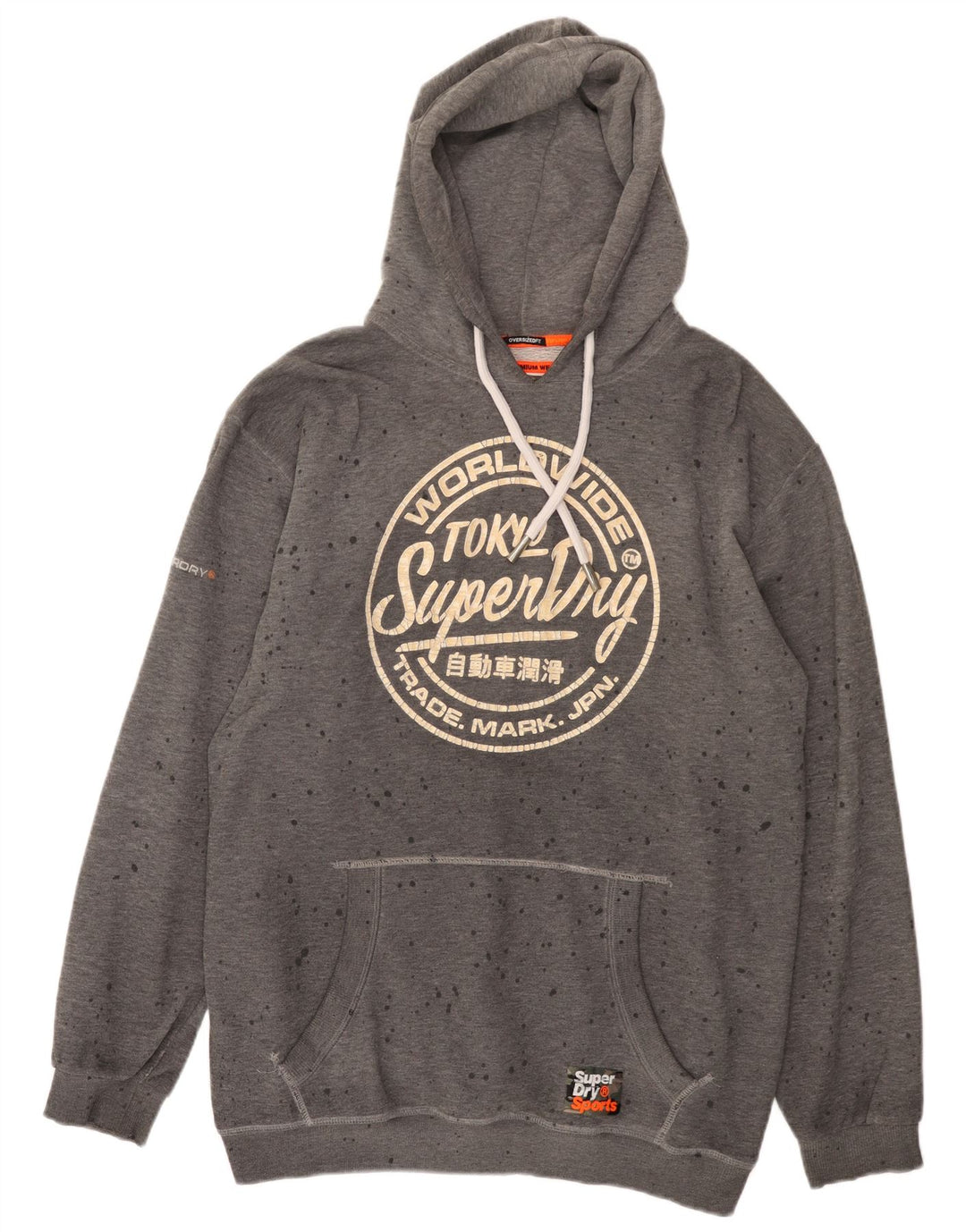 SUPERDRY Herren-Kapuzenpullover mit Grafik, XL, grau gepunktete Baumwolle