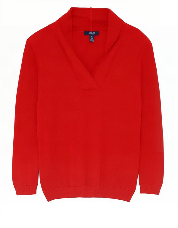 Chaps Damen-Pullover mit Schalkragen, UK 12, mittelrote Seide