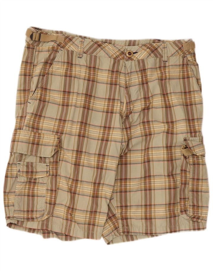 Marlboro Classics Herren-Cargoshorts W38 XL grün karierte Baumwolle