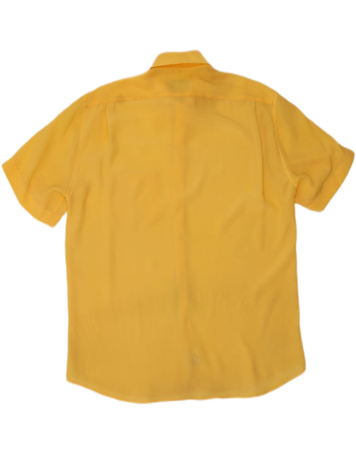 Vintage Herren Kurzarmhemd Großes gelbes Polyester