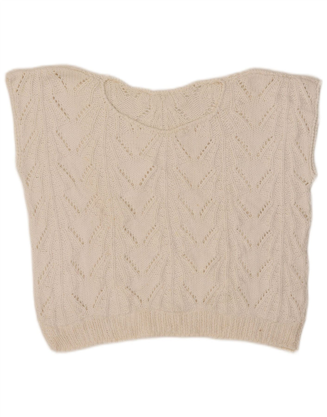 Vintage Damen Crop Weste Tank Top UK 12 Medium Weiß