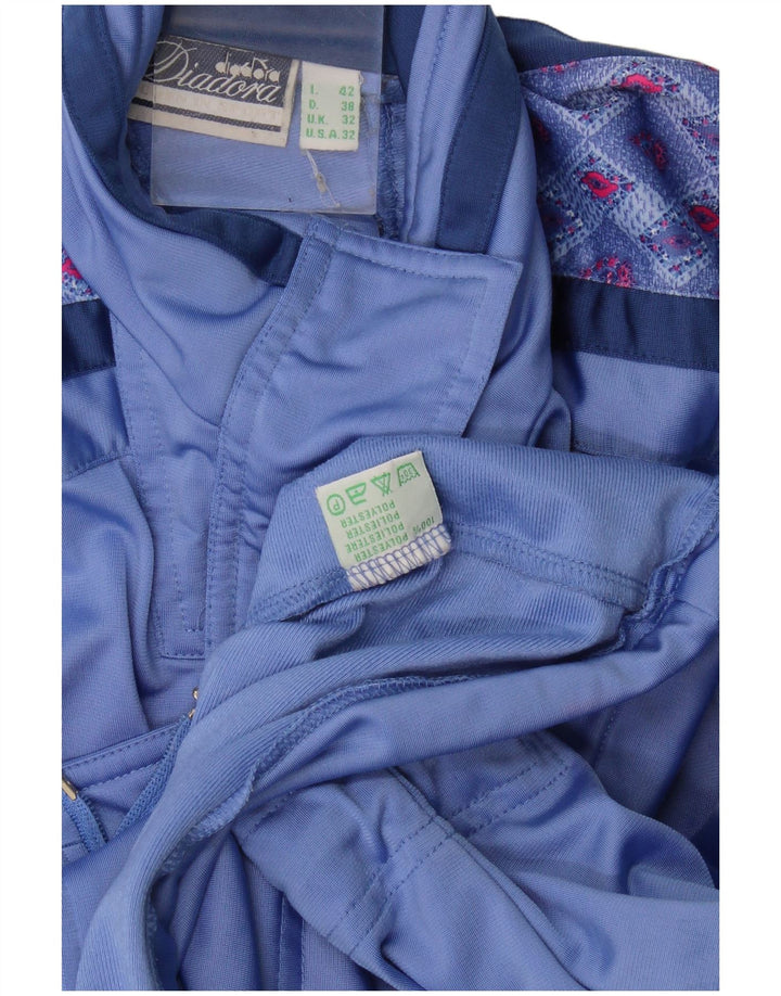 Diadora Damen-Trainingsanzug-Oberteil in Übergröße, Größe IT 42, Mittelblau mit Blumenmuster