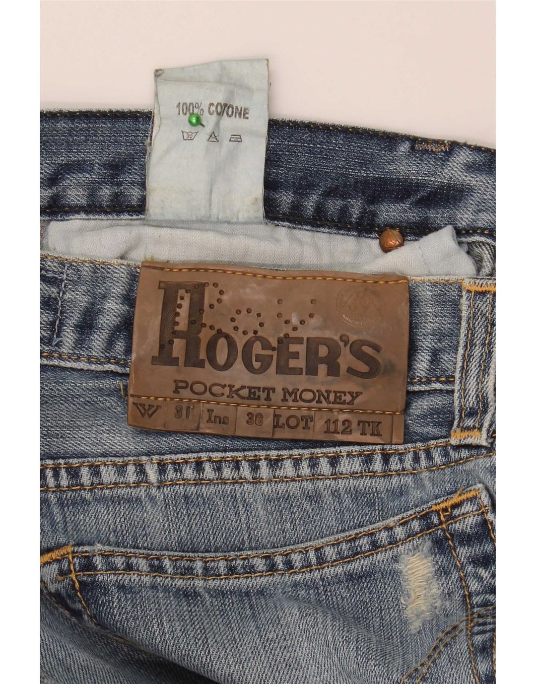 Roy Rogers Herren Distressed Slim Jeans W31 L34 Blaue Baumwolle