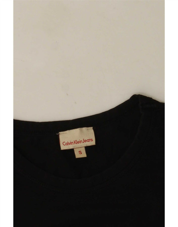 Calvin Klein Jeans Damen Graphic Top Langarm UK 10 Small Schwarz