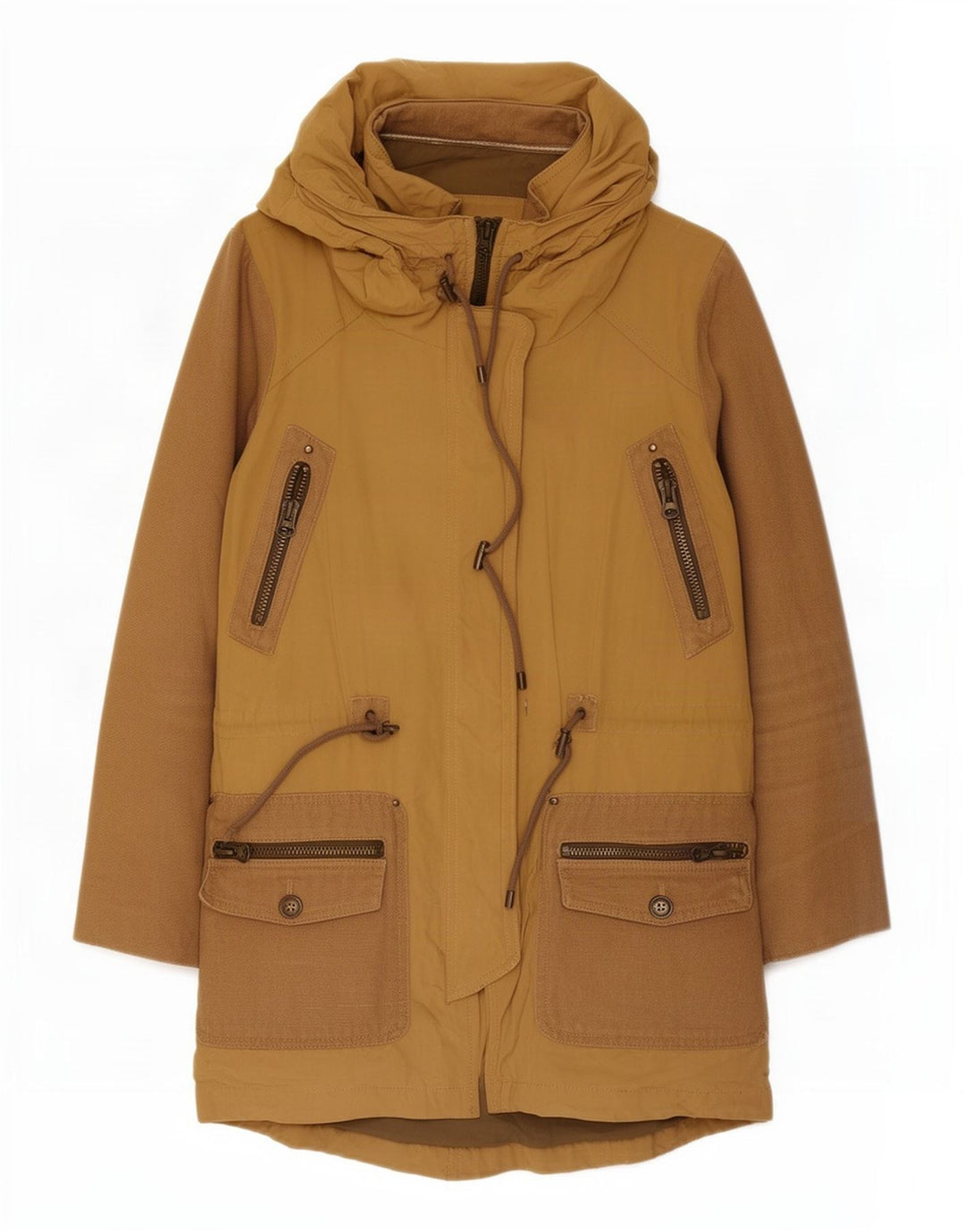 Zara Damen-Parka mit Kapuze, Gr. 10, Größe S, beige, Polyester