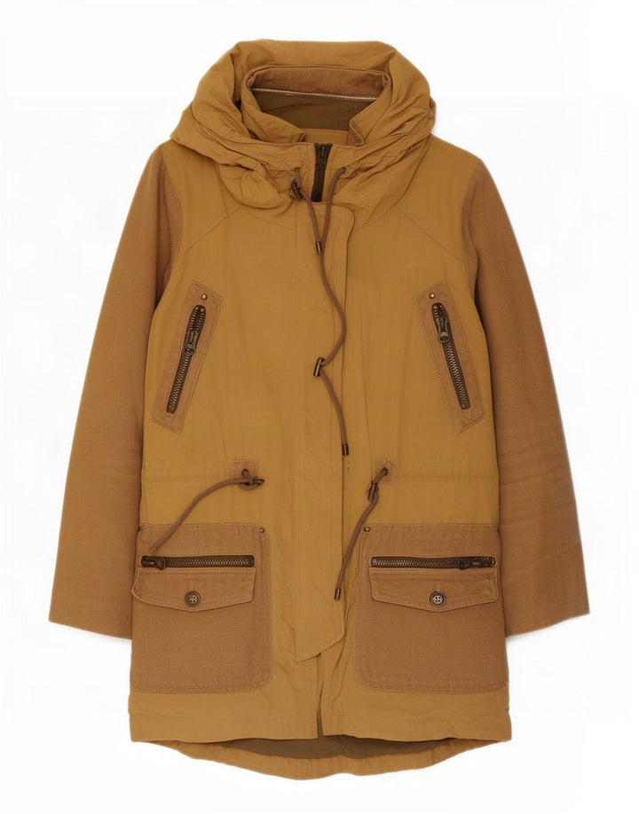 Zara Damen-Parka mit Kapuze, Gr. 10, Größe S, beige, Polyester