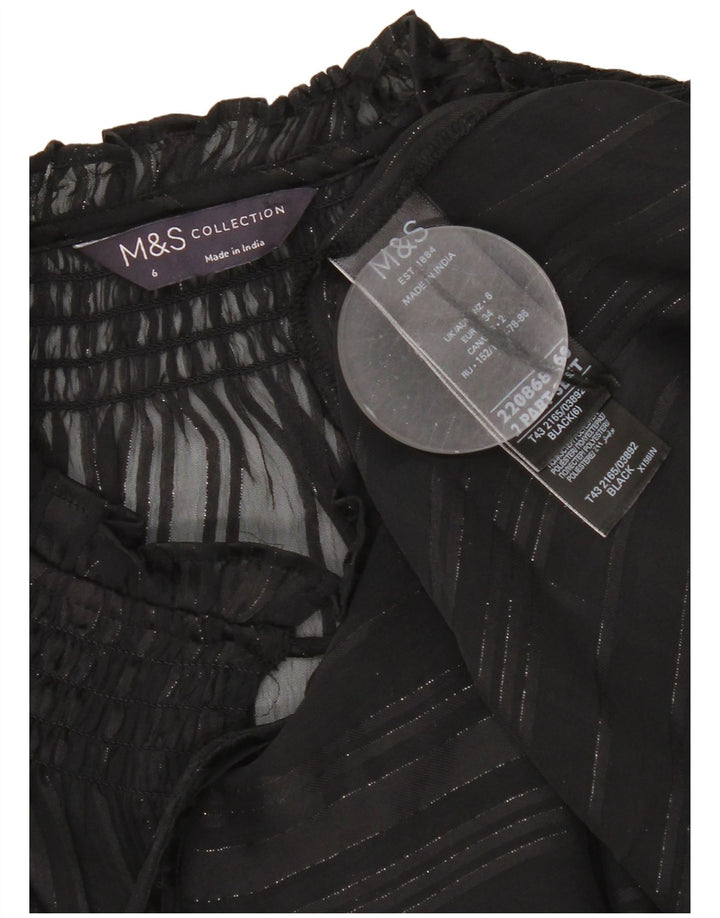 Marks & Spencer Damen Übergroßes, langärmliges, durchsichtiges Top, UK 6 XS, Schwarz