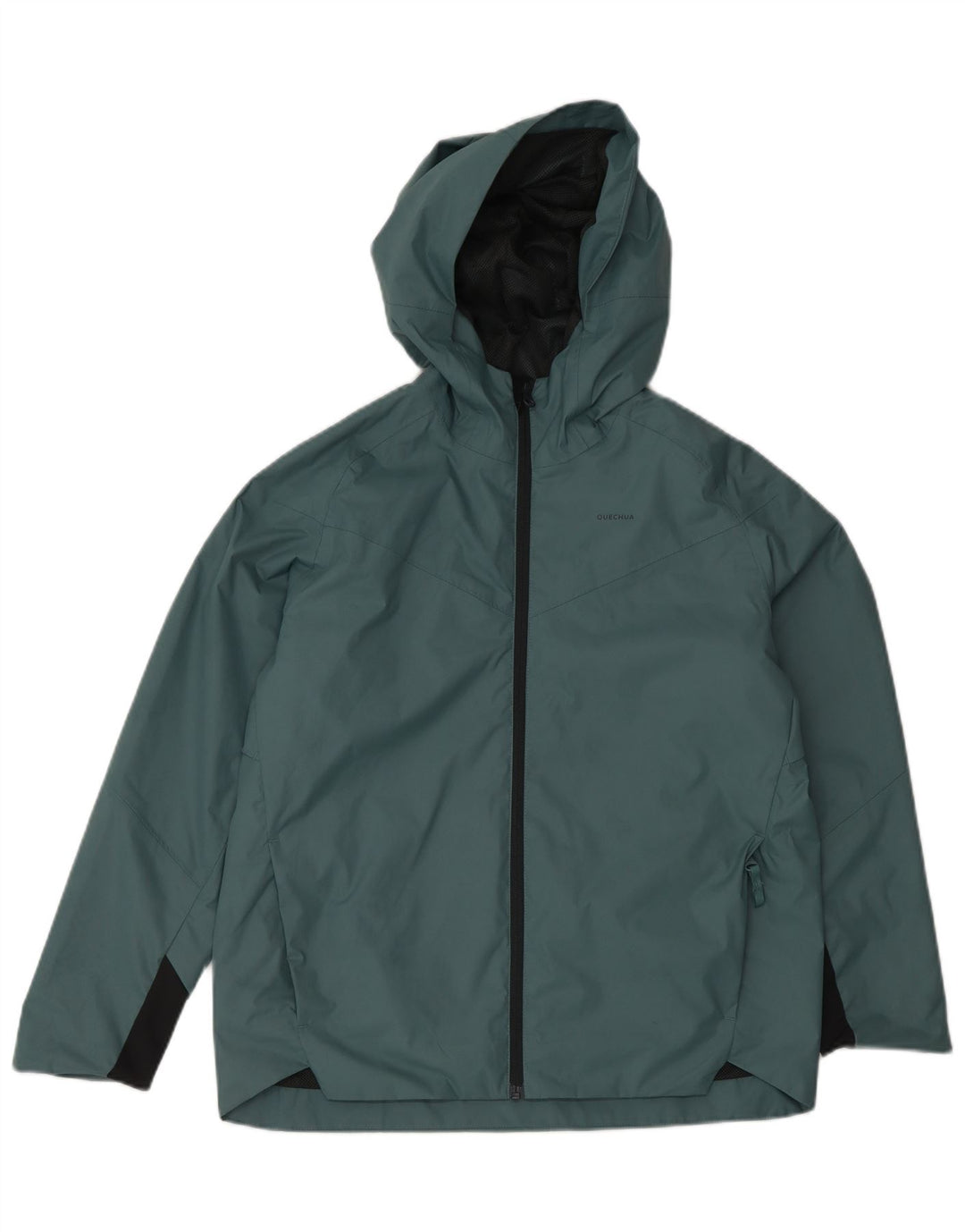 DECATHLON Quechua-Regenjacke mit Kapuze für Jungen, 12–13 Jahre, grünes Polyester