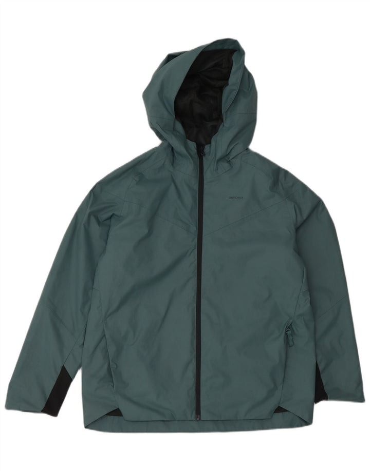 DECATHLON Quechua-Regenjacke mit Kapuze für Jungen, 12–13 Jahre, grünes Polyester