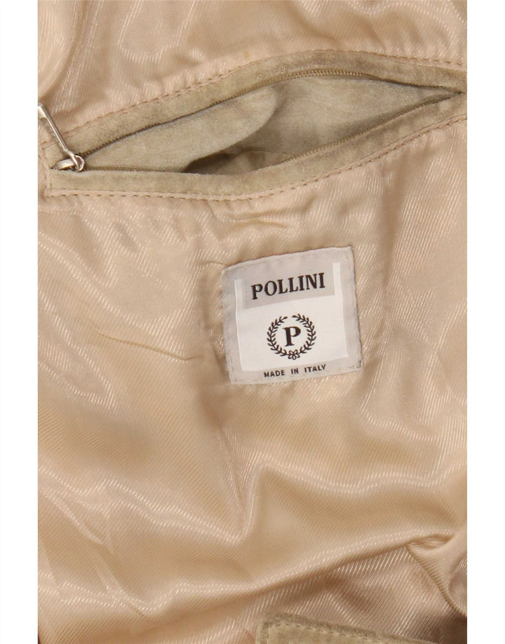 Pollini Herren Wildlederjacke UK 38 Mittelgrünes Leder