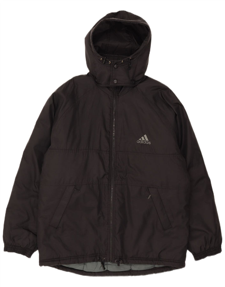 Adidas Herren Graphic Hooded Wattierte Jacke UK 38/40 Mittelschwarzes Polyester