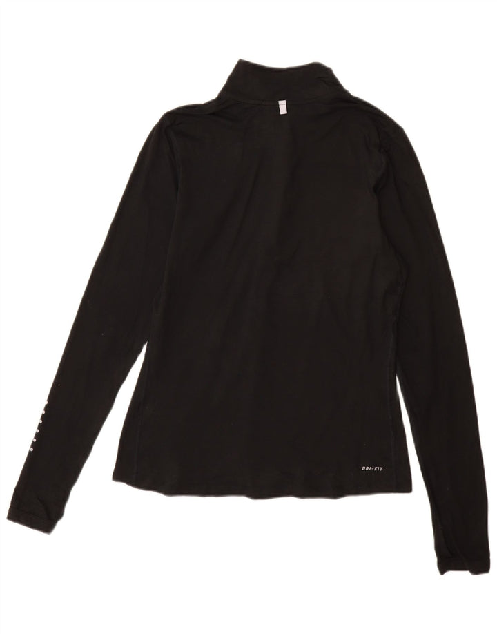 Nike Womens Dri Fit Zip Neck Pullover Trainingsanzug Top UK 10 Small Schwarz