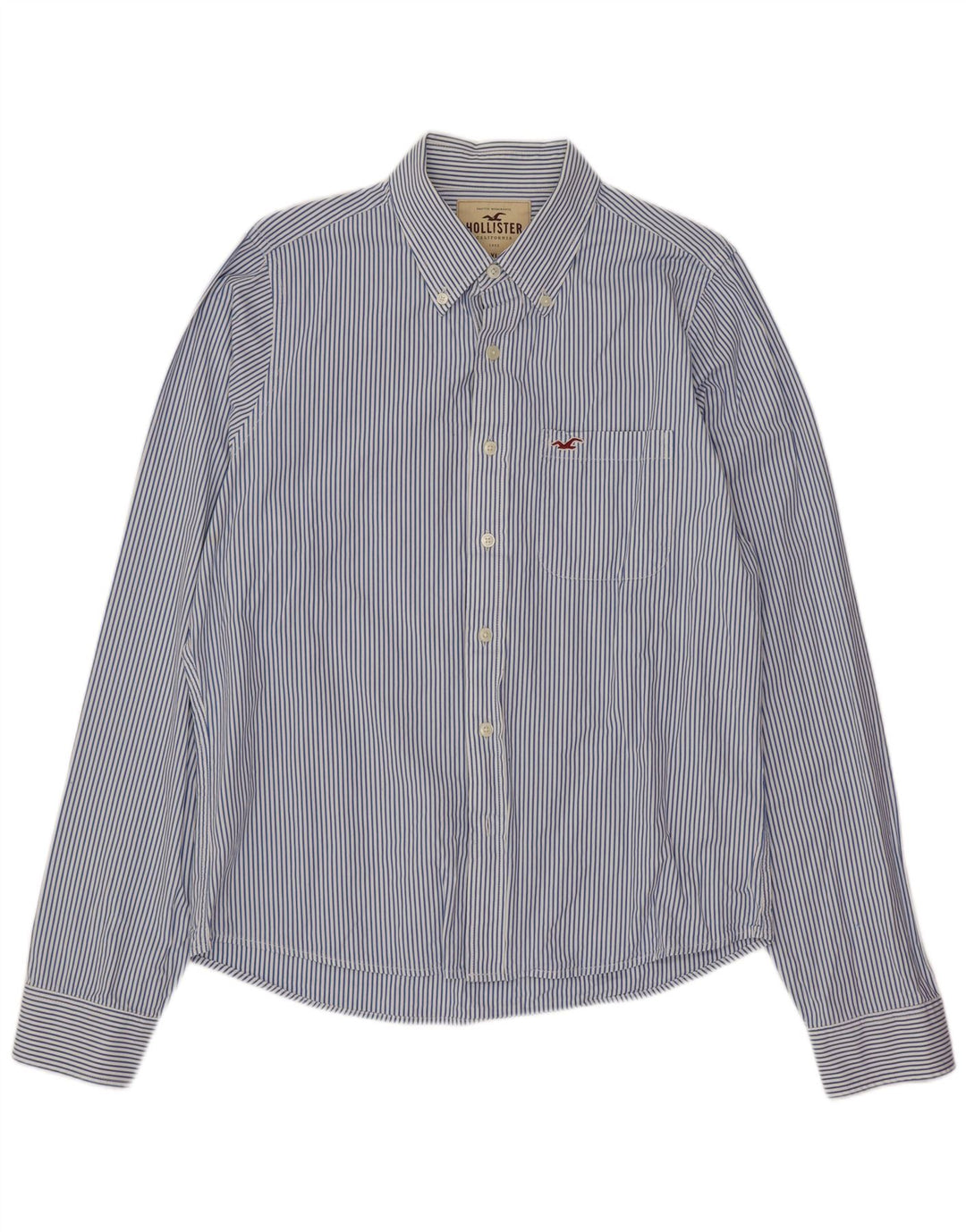 Hollister Herrenhemd XL, blaue Nadelstreifen-Baumwolle