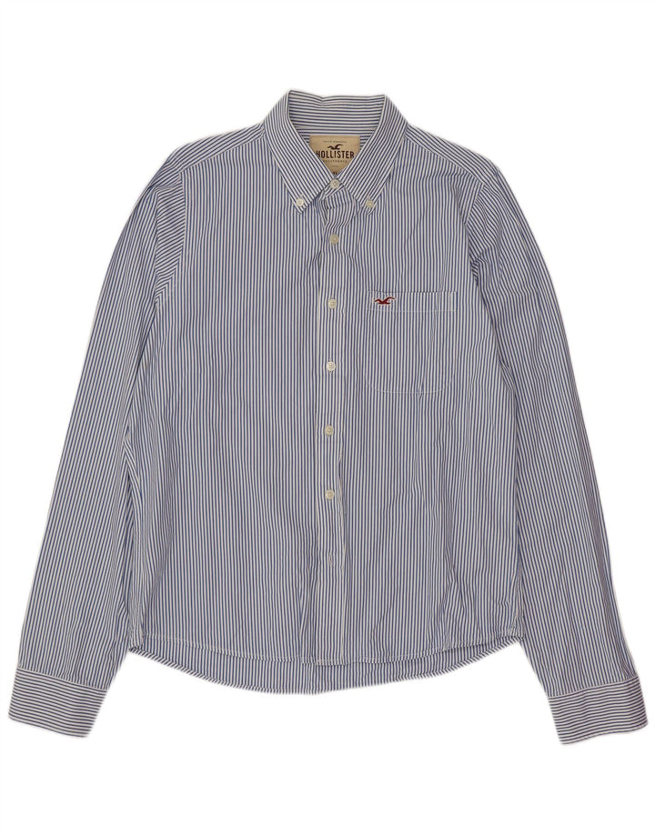 Hollister Herrenhemd XL, blaue Nadelstreifen-Baumwolle