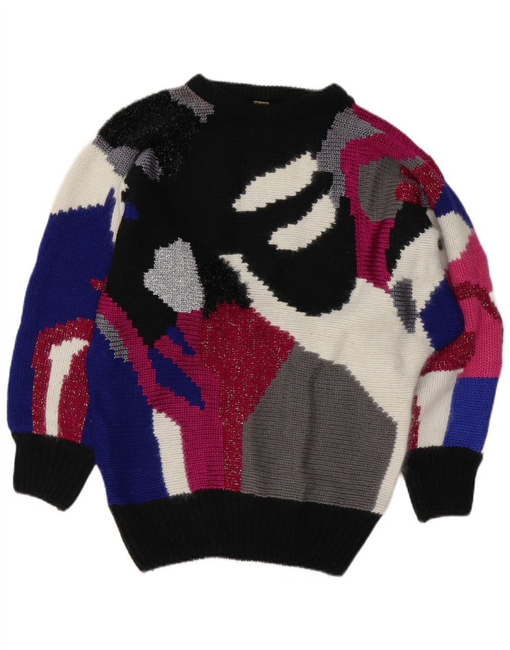 VINTAGE Damen-Pullover mit U-Boot-Ausschnitt, Gr. 8/10, klein, mehrfarbig