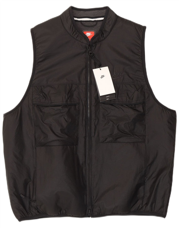 Nike gepolsterte Herrenweste UK 38 Mittelschwarzes Nylon
