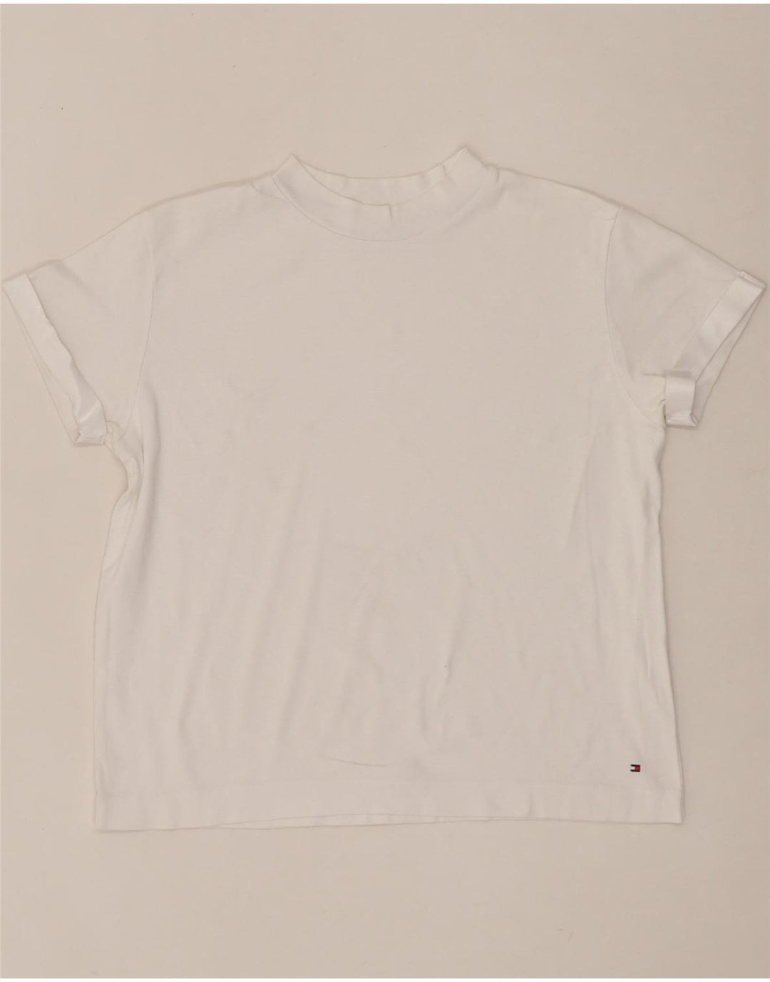 TOMMY HILFIGER Womens T-Shirt Top UK 14 Medium White Vintage Tommy Hilfiger and Second-Hand Tommy Hilfiger from Messina Hembry 
