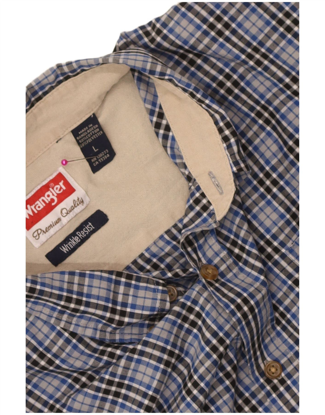 Wrangler Herrenhemd, groß, blau kariert, Baumwolle