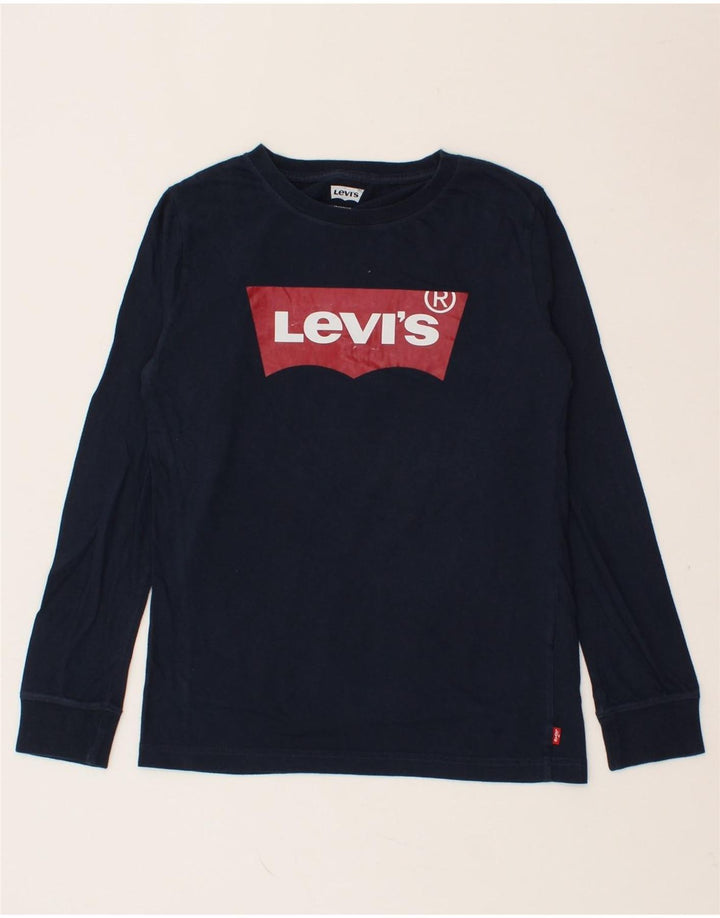 LEVI'S Boys Graphic Top Long Sleeve 13-14 Years Navy Blue Cotton Vintage Levi's and Second-Hand Levi's from Messina Hembry 