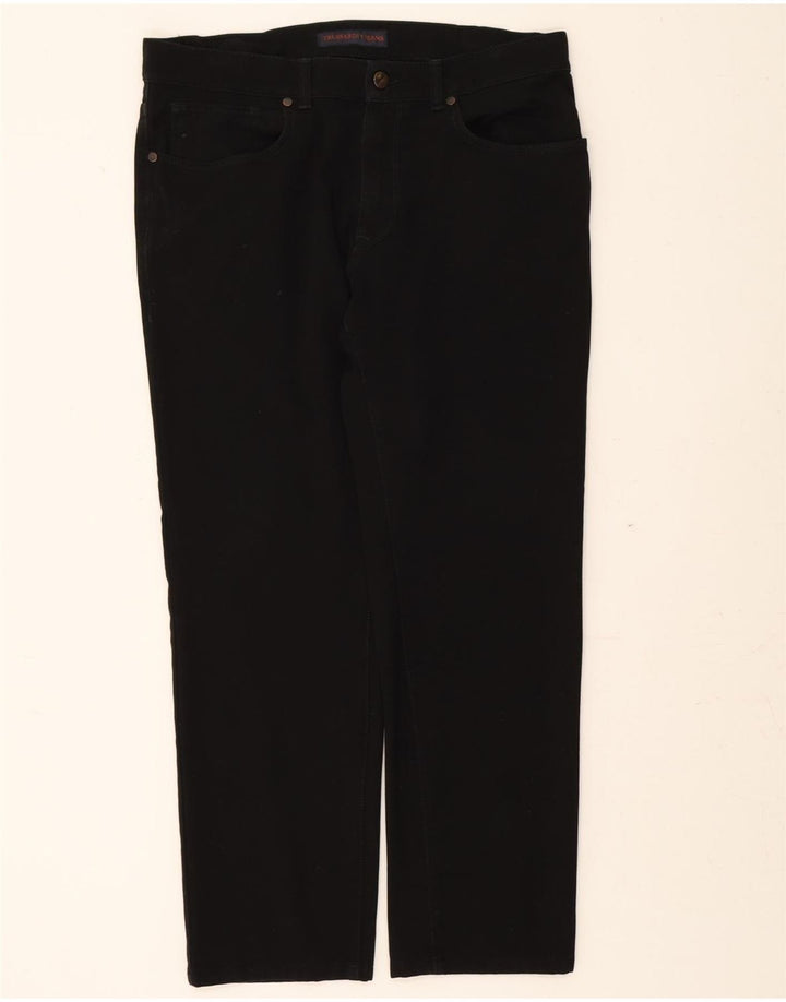 TRUSSARDI Mens Straight Casual Trousers W37 L28 Black Polyester Vintage Trussardi and Second-Hand Trussardi from Messina Hembry 