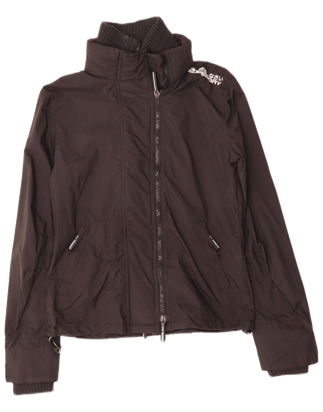 SUPERDRY Damen Windjacke UK 14 Mittelschwarzes Polyester