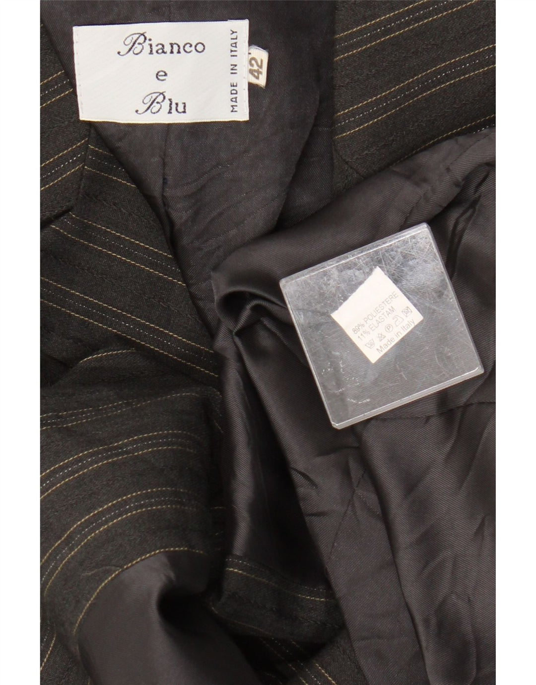 Bianco e Blu Damen 2-Knopf-Blazerjacke IT 42 Mittelgrau gestreift
