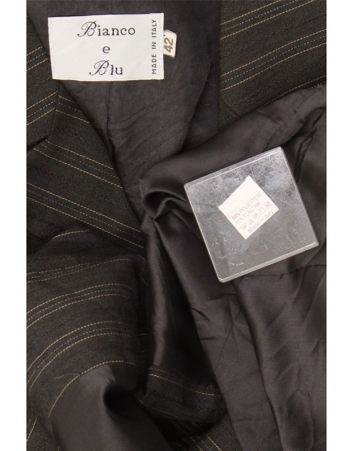 Bianco e Blu Damen 2-Knopf-Blazerjacke IT 42 Mittelgrau gestreift