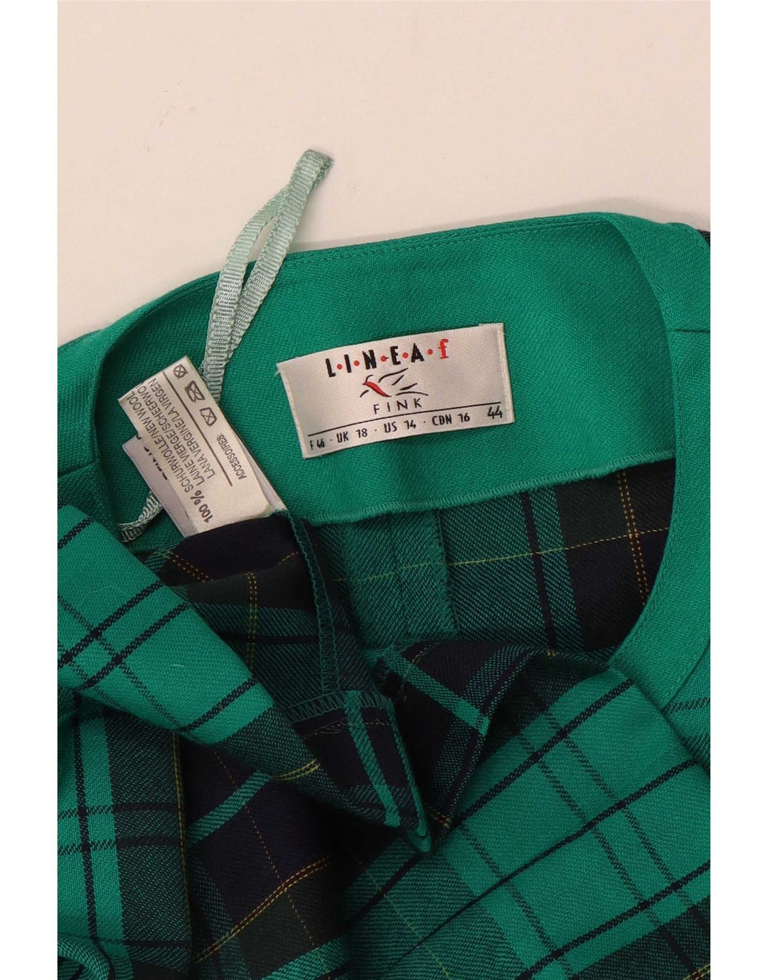 Fink Damen Blazer Jacke UK 18 XL grün karierte Schurwolle