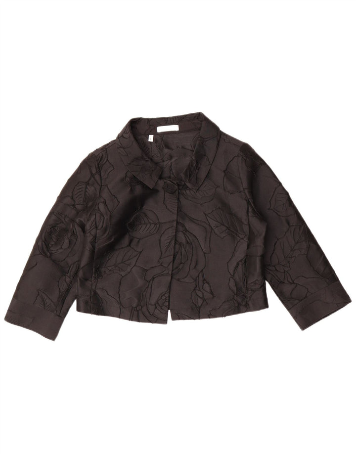 Naracamicie Damen-Bolero-Oberteil mit 3/4-Ärmeln, Größe S, Schwarz, Blumenmuster, Polyester