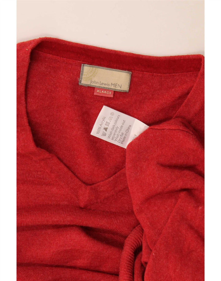 John Lewis Herren-Pullover mit V-Ausschnitt, XL, rotes Acryl
