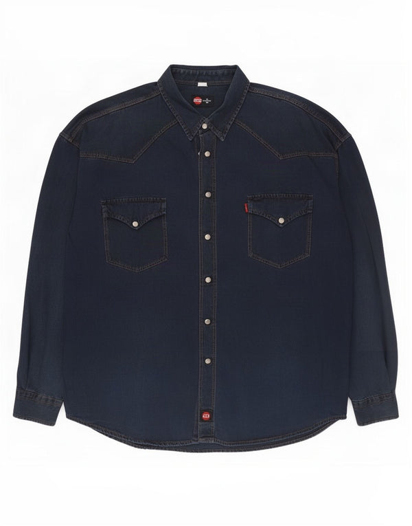 Vintage Herren Jeanshemd 3XL Marineblau Baumwolle