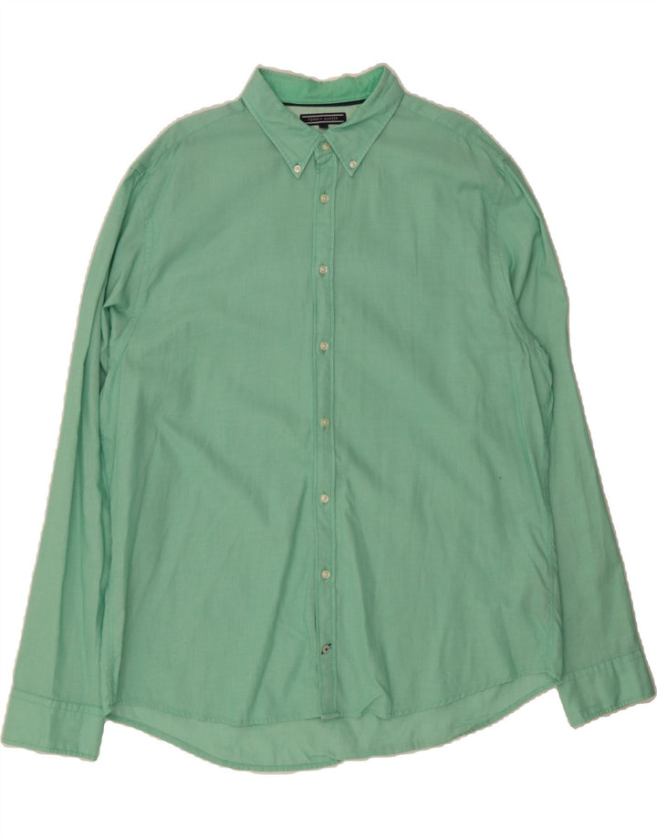 TOMMY HILFIGER Mens Shirt 2XL Green Cotton Vintage Tommy Hilfiger and Second-Hand Tommy Hilfiger from Messina Hembry 