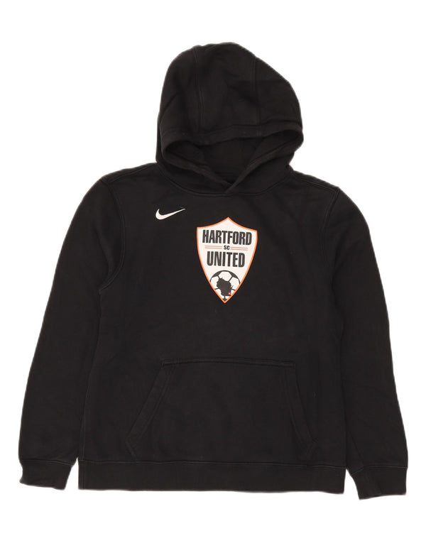 Nike Jungen-Pullover mit grafischem Kapuzenpullover, 12–13 Jahre, groß, schwarze Baumwolle
