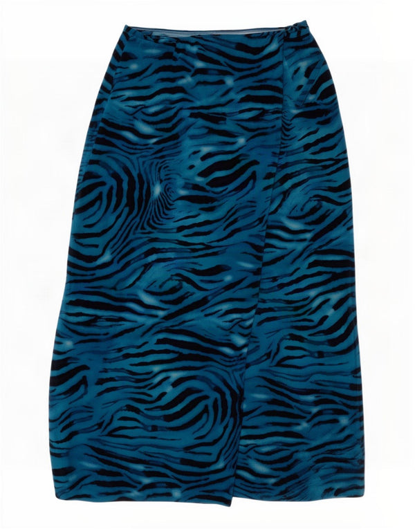 Laurel Damen Wickelrock EU 40 Medium W30 Blauer Rayon mit Animal-Print